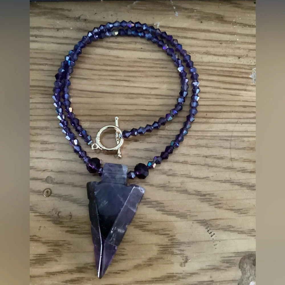 Men’s Amethyst Arrowhead Necklace 💜 - Picture 3 of 4